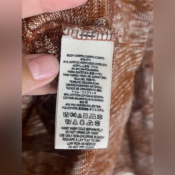 We The Free Burnt Orange Crochet Knit Long Sleeve Pullover Women’s Top Bohemian - Picture 10 of 13